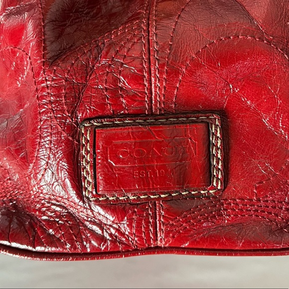 Coach Carryall Signature Stitch Frame (F15658) Berry Patent Leather Tote - Picture 14 of 14